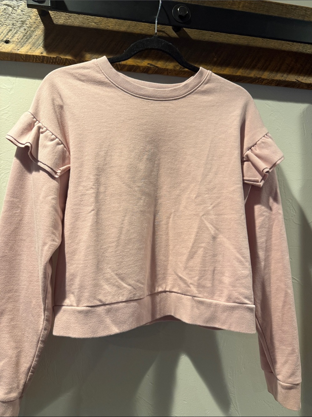 Forever 21 Light Pink Ruffle Shoulder Pullover Sweatshirt…so cozy!